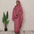 Rose Pink Swiss Embroidered Thobe with Floral Motifs in Pure Cotton Voile Fabric, 4.5 Mtrs, Width 140 Cms, Switzerland-D24375