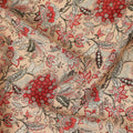 Beige Floral Pure Silk Crepe Fabric 110cm - 0688139