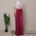 Baby Pink and Wine Premium French Ombre Chantilly Lace Saree – 5.5 Meters Length, 110 Cms Width, Crafted in France-D26103