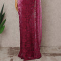 Baby Pink and Wine Premium French Ombre Chantilly Lace Saree – 5.5 Meters Length, 110 Cms Width, Crafted in France-D26103