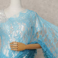 Aqua and Teal Premium French Ombre Chantilly Lace Saree – 5.5 Meters Length, 110 Cms Width, Crafted in France-D26095