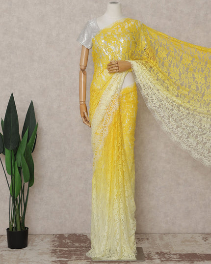Golden Yellow Ombre Chantilly Lace Saree