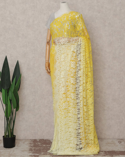 Golden Yellow Ombre Chantilly Lace Saree