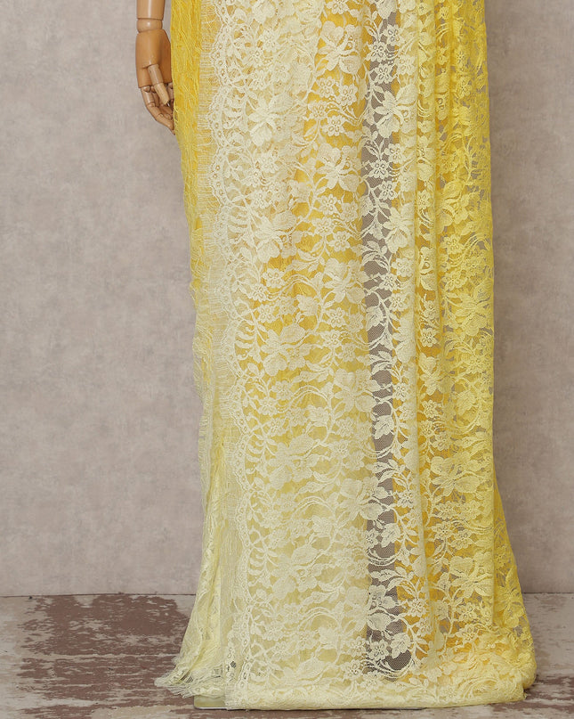 Golden Yellow Ombre Chantilly Lace Saree