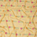 Pastel Yellow Leaf Embroidered Cotton Voile Fabric Soft Lightweight Breathable Botanical Embroidery Dressmaking Sewing Apparel Fabric 110 Cms Width Made In India-D28401