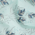 Mint Green Leaf Vine Embroidered Cotton Voile Fabric Blue Grey Botanical Embroidery Soft Lightweight Breathable Dressmaking Sewing Fabric 110 Cms Width Made In India-D28408