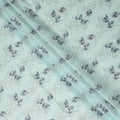Mint Green Leaf Vine Embroidered Cotton Voile Fabric Blue Grey Botanical Embroidery Soft Lightweight Breathable Dressmaking Sewing Fabric 110 Cms Width Made In India-D28408
