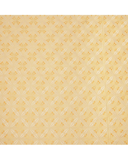 Light Yellow Geometric Floral Pattern Cotton Voile Embroidery Fabric, 110 cm Width, Made in India-D24678