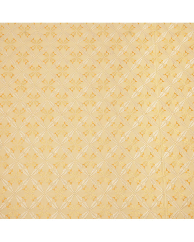 Light Yellow Geometric Floral Pattern Cotton Voile Embroidery Fabric, 110 cm Width, Made in India-D24678