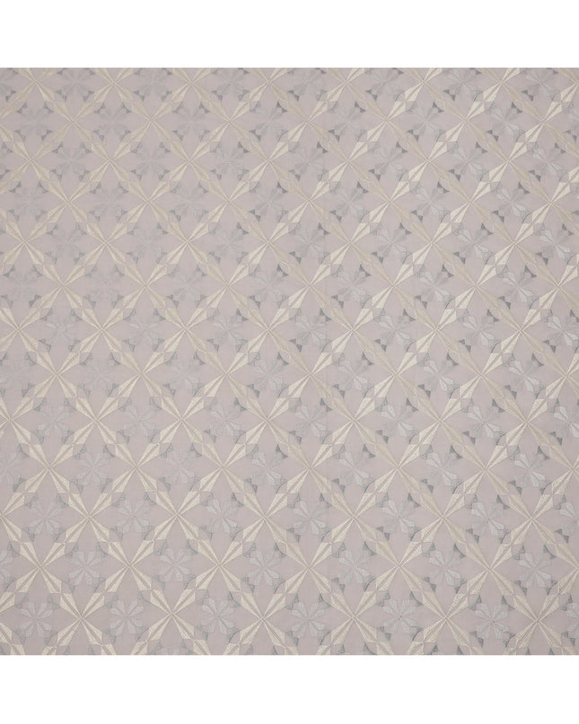 Light Grey Geometric Floral Pattern Cotton Voile Embroidery Fabric, 110 cm Width, Made in India-D24679