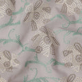 Grey Cotton Voile Sequin Floral Embroidery Fabric, Width 110 Cms, India-D25313