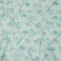 Mint Green Cotton Voile Multicolor Floral Embroidery Fabric, Width 110 Cms, India-D25315