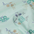 Mint Green Cotton Voile Multicolor Floral Embroidery Fabric, Width 110 Cms, India-D25315