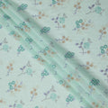 Mint Green Cotton Voile Multicolor Floral Embroidery Fabric, Width 110 Cms, India-D25315
