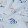 قماش قطني أزرق فاتح متعدد الألوان مطرز بالزهور، عرض 110 سم، الهند - D25316
