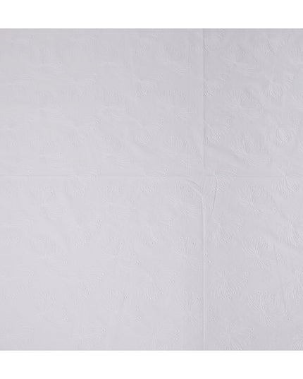 White Embroidered Cotton Voile Fabric India 140cm