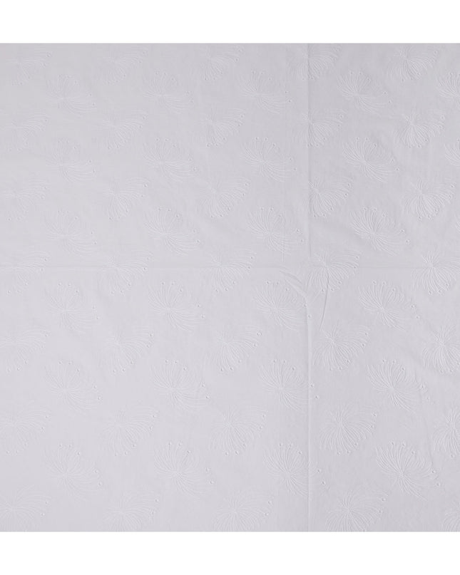 White Embroidered Cotton Voile Fabric India 140cm