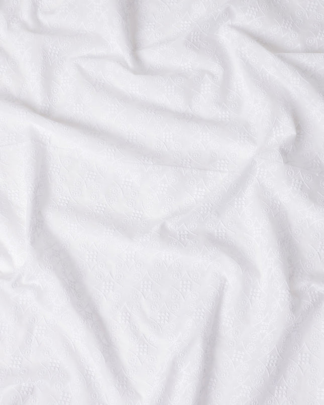 White Chikankari Cotton Voile Fabric India 140cm