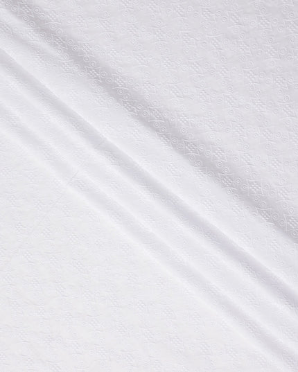 White Chikankari Cotton Voile Fabric India 140cm