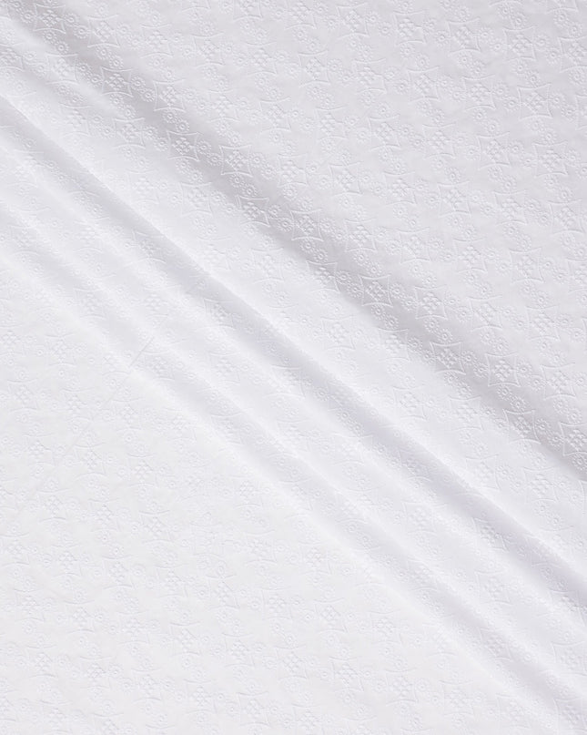 White Chikankari Cotton Voile Fabric India 140cm
