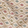 Cream Multicolor Diamond Motif Cotton Voile Embroidery Fabric, 110 cm Width, Made in India-D24680