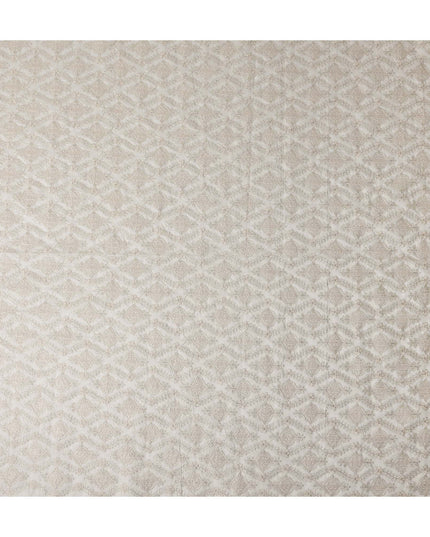 Beige Geometric Cotton Silk Embroidery Fabric 140cm