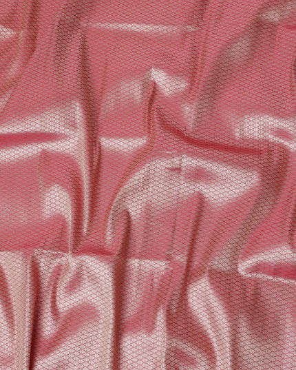 Pink Self Design Synthetic Brocade Fabric 110cm