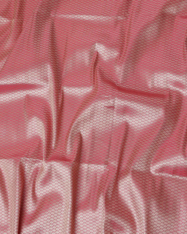 Pink Self Design Synthetic Brocade Fabric 110cm