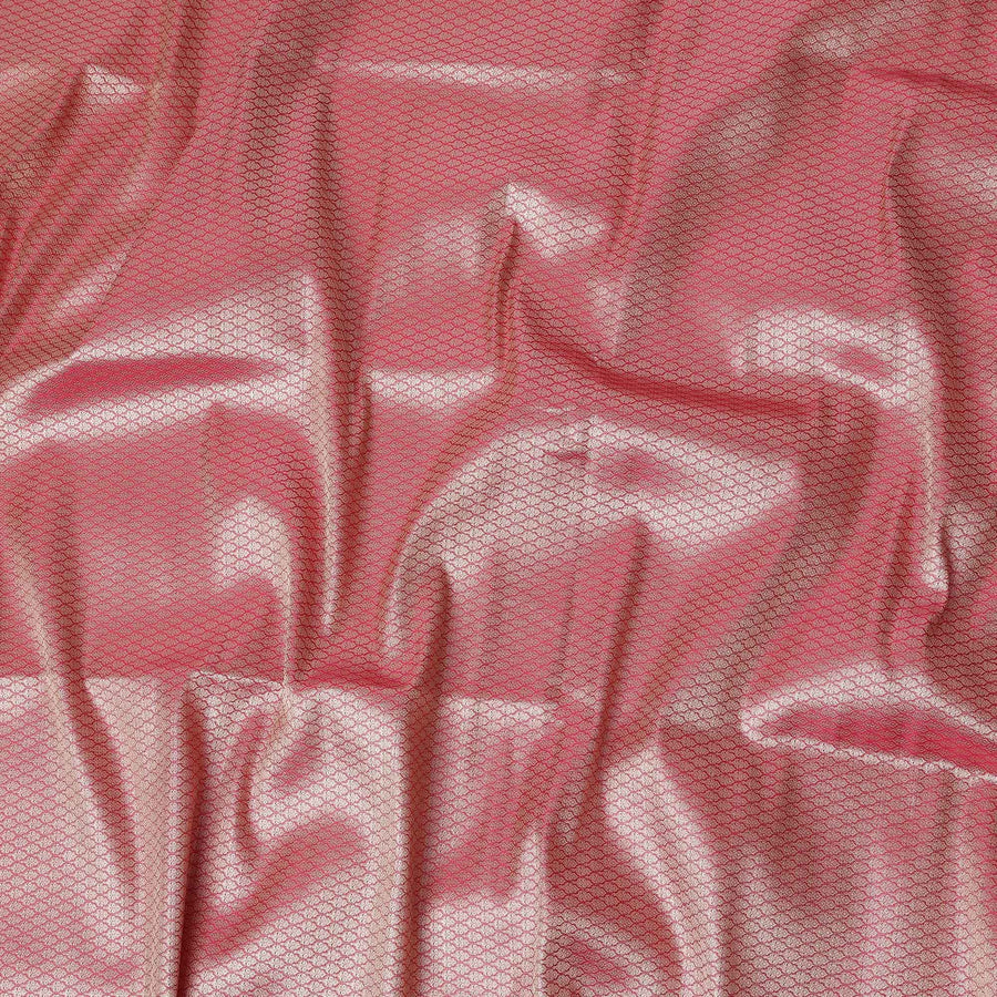 Pink Self Design Synthetic Brocade Fabric 110cm