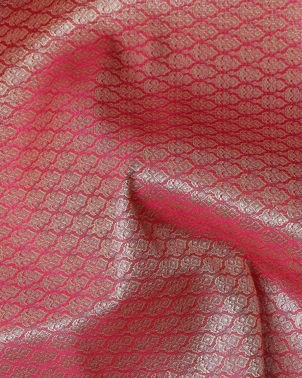 Pink Self Design Synthetic Brocade Fabric 110cm