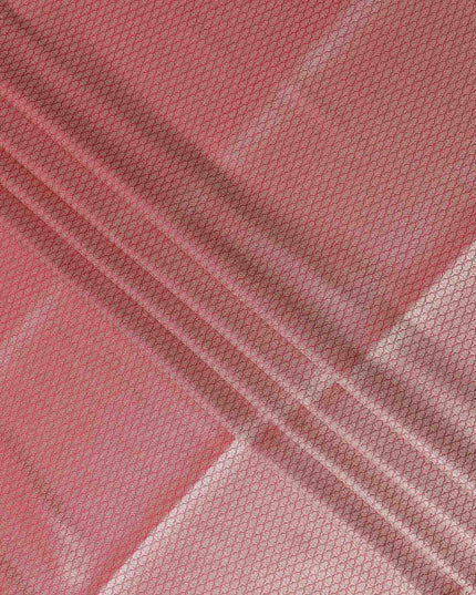 Pink Self Design Synthetic Brocade Fabric 110cm