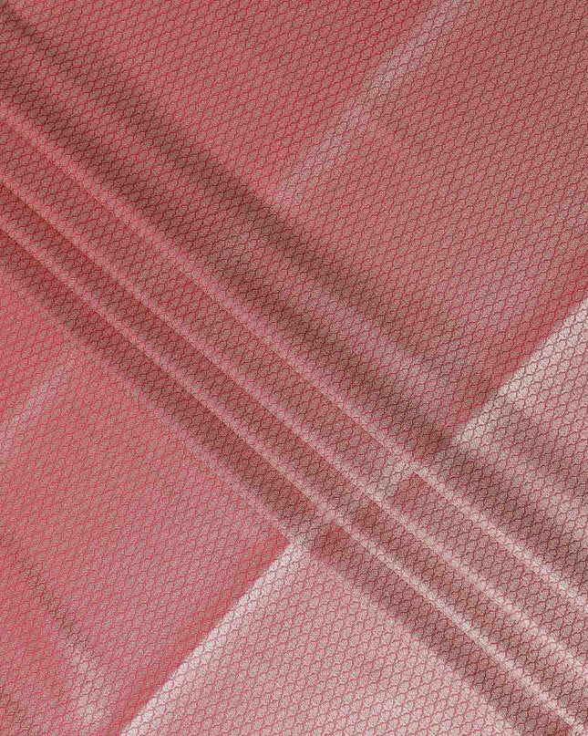 Pink Self Design Synthetic Brocade Fabric 110cm