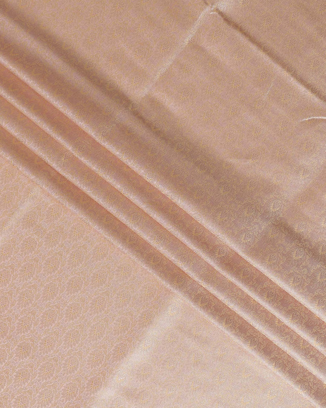 Peach Beige Self Design Synthetic Brocade Fabric 110cm