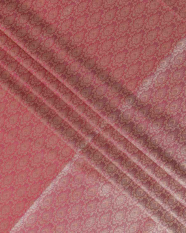 Rose Pink Self Design Brocade Fabric 110cm India