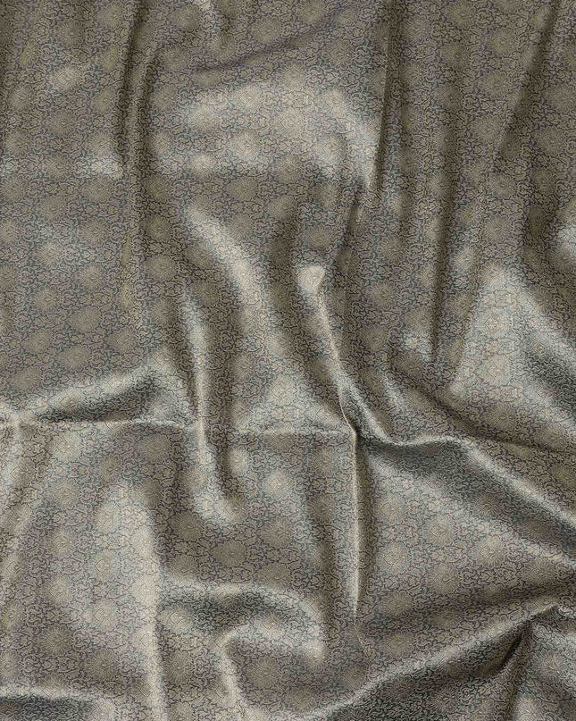 Brown Self Design Synthetic Brocade Fabric 110cm