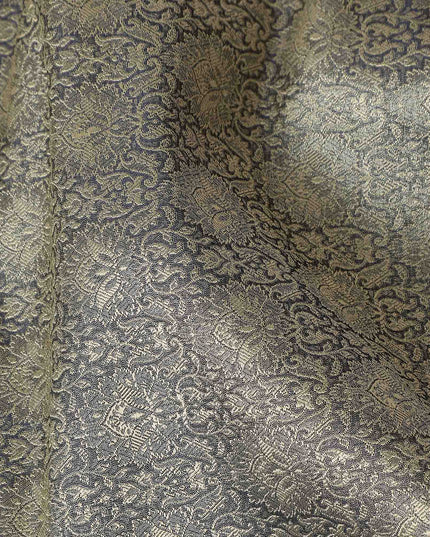 Brown Self Design Synthetic Brocade Fabric 110cm