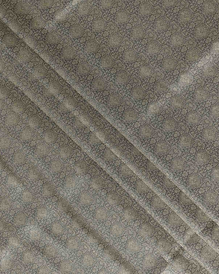 Brown Self Design Synthetic Brocade Fabric 110cm