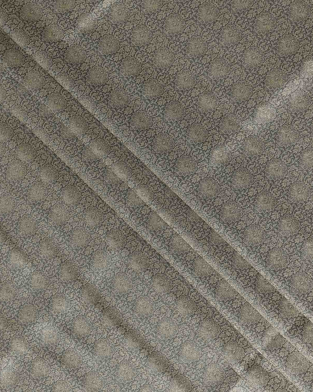 Brown Self Design Synthetic Brocade Fabric 110cm
