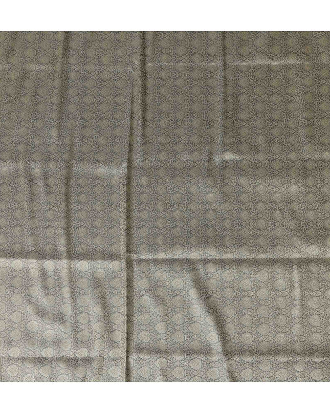 Brown Self Design Synthetic Brocade Fabric 110cm