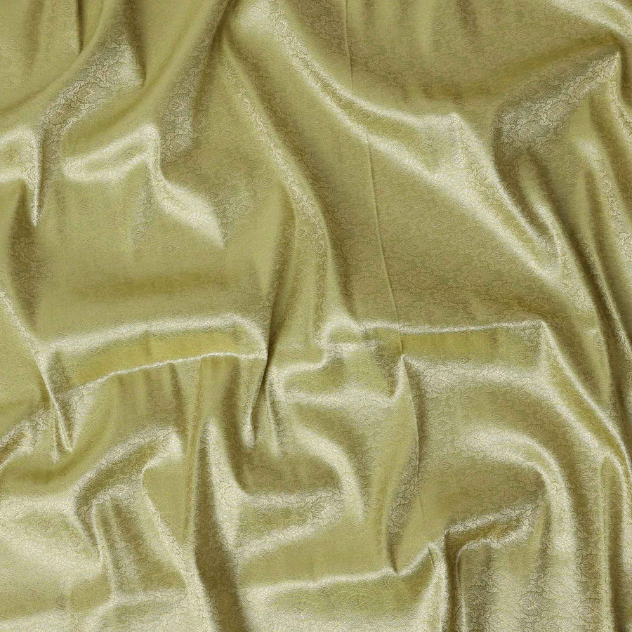 Gold Self Design Synthetic Brocade Fabric 110cm