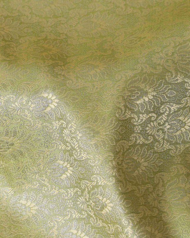 Gold Self Design Synthetic Brocade Fabric 110cm