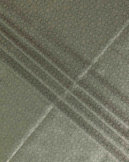 Olive Green Self Design Synthetic Brocade Fabric 110cm