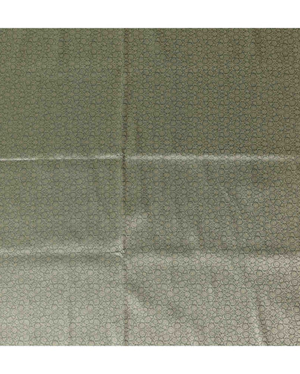 Olive Green Self Design Synthetic Brocade Fabric 110cm