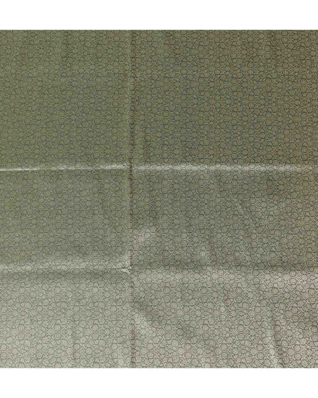 Olive Green Self Design Synthetic Brocade Fabric 110cm