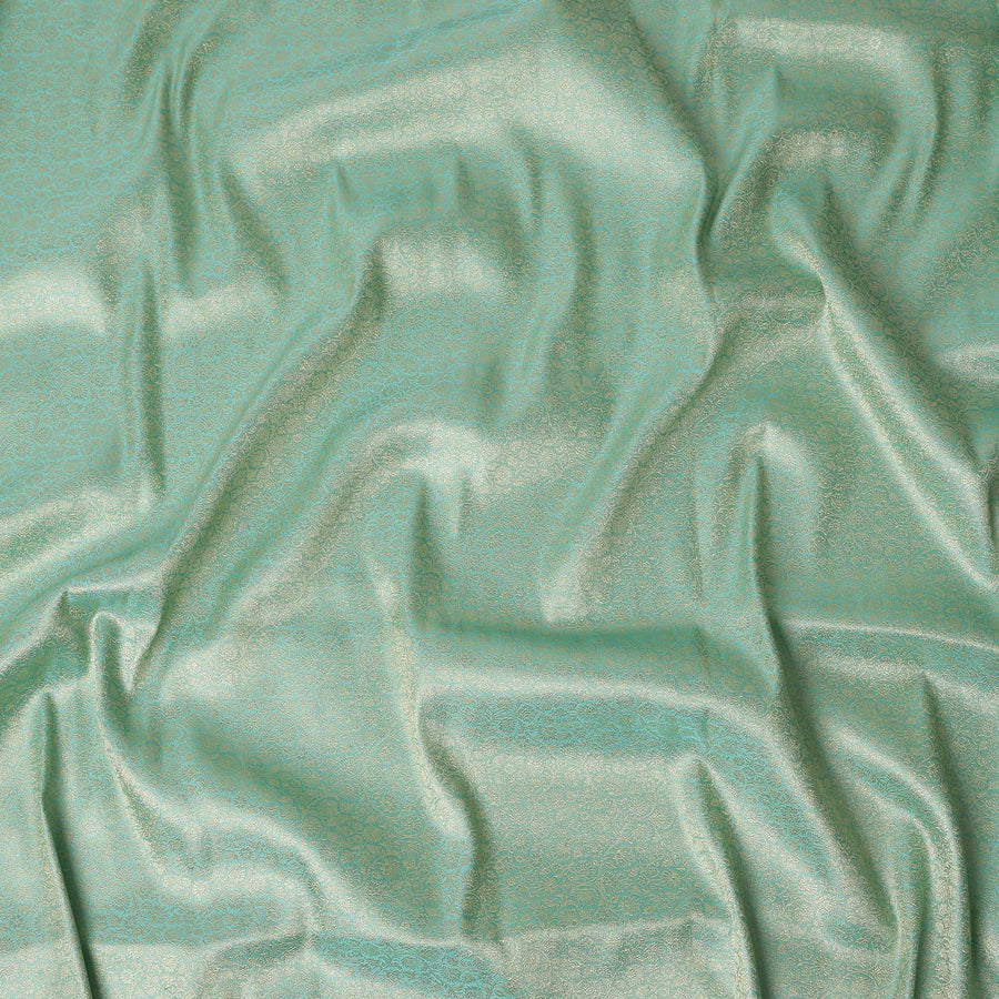 Mint Green Self Design Synthetic Brocade Fabric 110cm