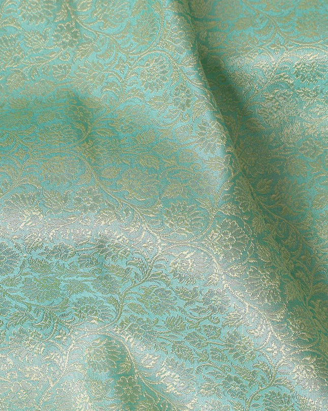 Mint Green Self Design Synthetic Brocade Fabric 110cm