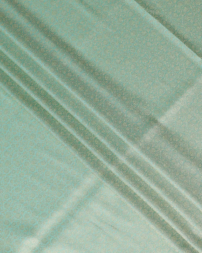 Mint Green Self Design Synthetic Brocade Fabric 110cm