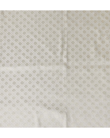 Ivory White Self Design Synthetic Brocade Fabric 110cm