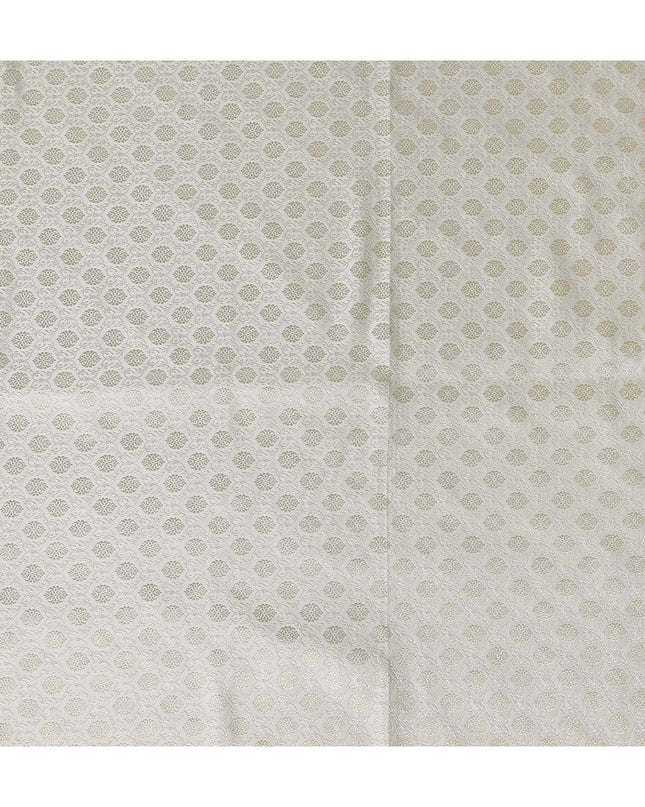 Ivory White Self Design Synthetic Brocade Fabric 110cm