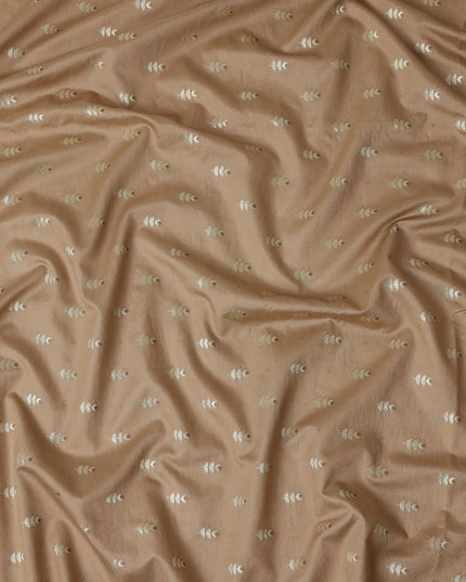 Chestnut Brown Leaf Brocade Fabric - Regal Fabrics